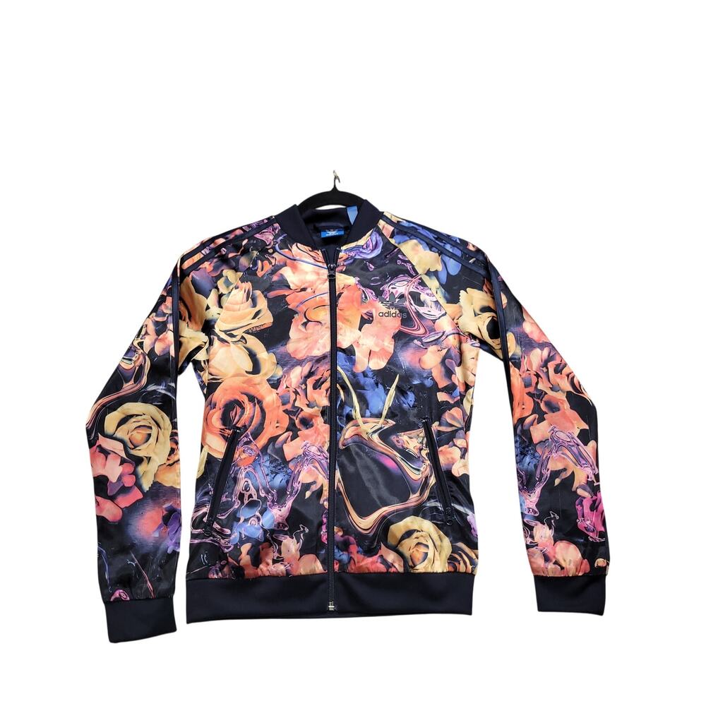 Adidas Originals Floral Track Jacket Women’s Medium Multicolor Trefoil Full Zip